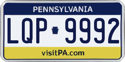 PA license plate LQP9992