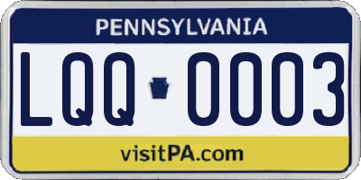 PA license plate LQQ0003