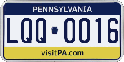 PA license plate LQQ0016