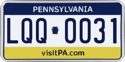 PA license plate LQQ0031