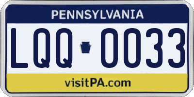 PA license plate LQQ0033