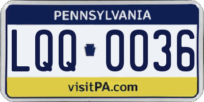 PA license plate LQQ0036