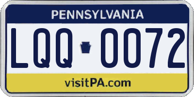 PA license plate LQQ0072
