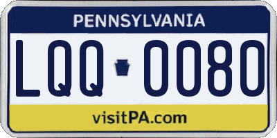 PA license plate LQQ0080