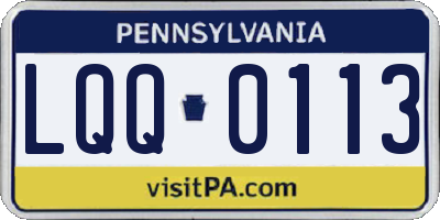 PA license plate LQQ0113