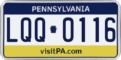 PA license plate LQQ0116