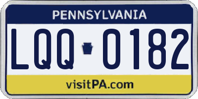 PA license plate LQQ0182