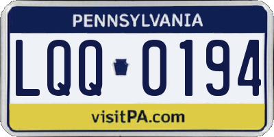 PA license plate LQQ0194