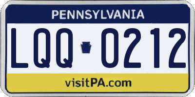 PA license plate LQQ0212