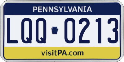 PA license plate LQQ0213