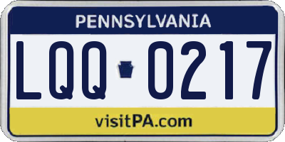 PA license plate LQQ0217