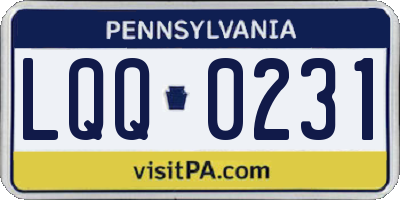 PA license plate LQQ0231