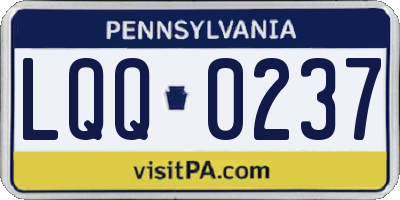 PA license plate LQQ0237