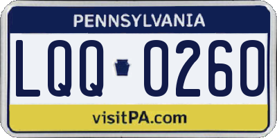 PA license plate LQQ0260