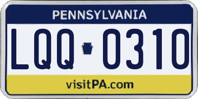 PA license plate LQQ0310