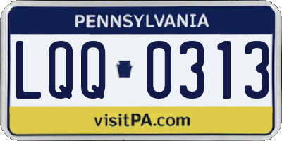 PA license plate LQQ0313