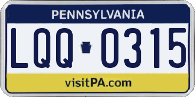 PA license plate LQQ0315