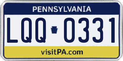 PA license plate LQQ0331