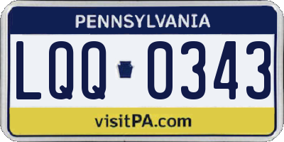 PA license plate LQQ0343