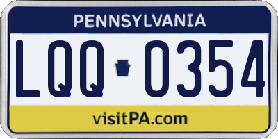 PA license plate LQQ0354