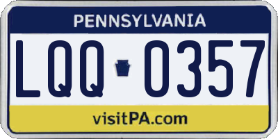 PA license plate LQQ0357