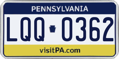PA license plate LQQ0362