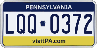 PA license plate LQQ0372