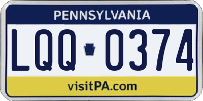 PA license plate LQQ0374