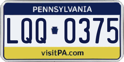 PA license plate LQQ0375
