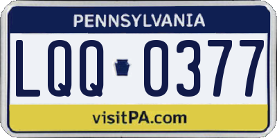 PA license plate LQQ0377