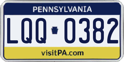 PA license plate LQQ0382