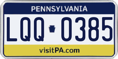PA license plate LQQ0385