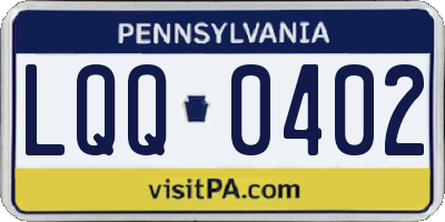 PA license plate LQQ0402