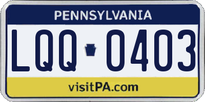 PA license plate LQQ0403