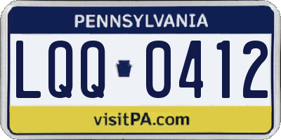 PA license plate LQQ0412