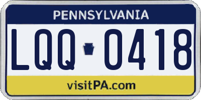PA license plate LQQ0418