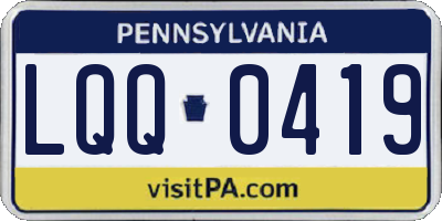 PA license plate LQQ0419