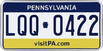 PA license plate LQQ0422