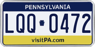 PA license plate LQQ0472