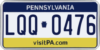 PA license plate LQQ0476