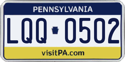 PA license plate LQQ0502