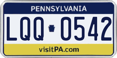 PA license plate LQQ0542
