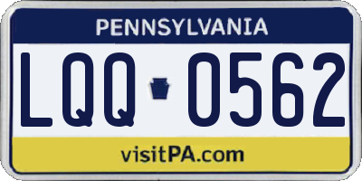 PA license plate LQQ0562