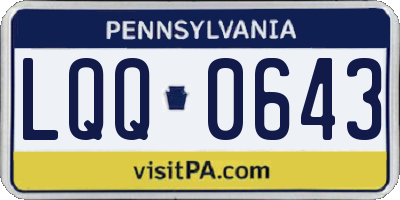 PA license plate LQQ0643