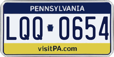 PA license plate LQQ0654