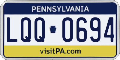 PA license plate LQQ0694