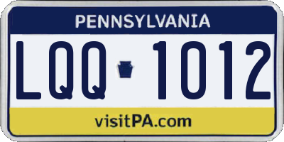 PA license plate LQQ1012