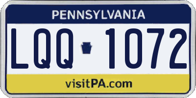 PA license plate LQQ1072