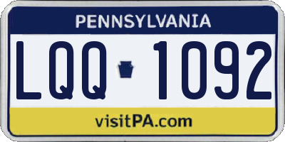 PA license plate LQQ1092