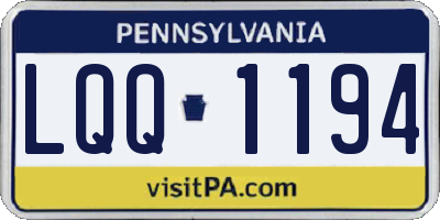 PA license plate LQQ1194
